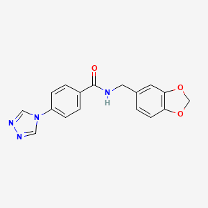 molecular formula C17H14N4O3 B5256086 N-(1,3-benzodioxol-5-ylmethyl)-4-(1,2,4-triazol-4-yl)benzamide 
