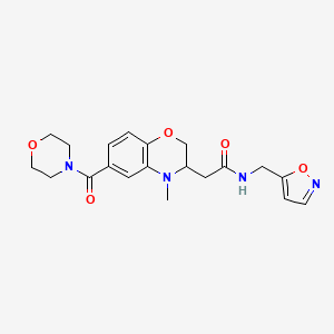 molecular formula C20H24N4O5 B5256780 N-(isoxazol-5-ylmethyl)-2-[4-methyl-6-(morpholin-4-ylcarbonyl)-3,4-dihydro-2H-1,4-benzoxazin-3-yl]acetamide 