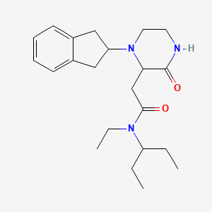 molecular formula C22H33N3O2 B5256812 2-[1-(2,3-dihydro-1H-inden-2-yl)-3-oxo-2-piperazinyl]-N-ethyl-N-(1-ethylpropyl)acetamide 