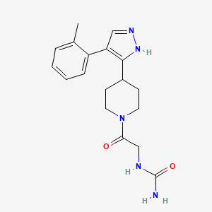 molecular formula C18H23N5O2 B5256991 N-(2-{4-[4-(2-methylphenyl)-1H-pyrazol-5-yl]piperidin-1-yl}-2-oxoethyl)urea 