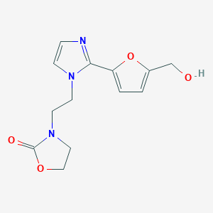 molecular formula C13H15N3O4 B5257200 3-(2-{2-[5-(hydroxymethyl)-2-furyl]-1H-imidazol-1-yl}ethyl)-1,3-oxazolidin-2-one 