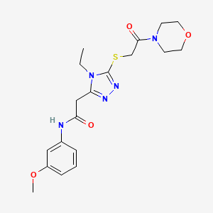 molecular formula C19H25N5O4S B5257326 2-(4-ethyl-5-{[2-(morpholin-4-yl)-2-oxoethyl]sulfanyl}-4H-1,2,4-triazol-3-yl)-N-(3-methoxyphenyl)acetamide 