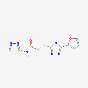 molecular formula C11H10N6O2S2 B5257406 2-{[5-(2-FURYL)-4-METHYL-4H-1,2,4-TRIAZOL-3-YL]SULFANYL}-N-(1,3,4-THIADIAZOL-2-YL)ACETAMIDE 