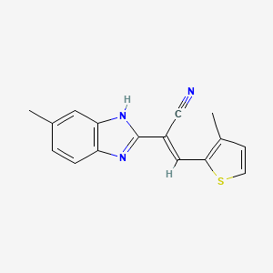 molecular formula C16H13N3S B5257464 (2E)-2-(5-METHYL-1H-1,3-BENZODIAZOL-2-YL)-3-(3-METHYLTHIOPHEN-2-YL)PROP-2-ENENITRILE 