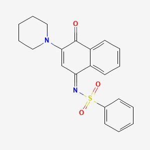 molecular formula C21H20N2O3S B5257484 N-[4-oxo-3-(1-piperidinyl)-1(4H)-naphthalenylidene]benzenesulfonamide 