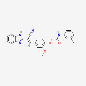 molecular formula C27H24N4O3 B5257497 2-{4-[(E)-2-(1H-benzimidazol-2-yl)-2-cyanoethenyl]-2-methoxyphenoxy}-N-(3,4-dimethylphenyl)acetamide 