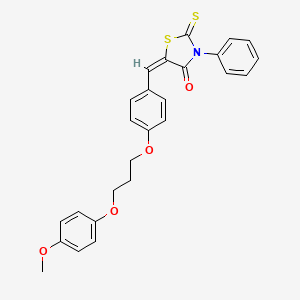 molecular formula C26H23NO4S2 B5257503 (5E)-5-[[4-[3-(4-methoxyphenoxy)propoxy]phenyl]methylidene]-3-phenyl-2-sulfanylidene-1,3-thiazolidin-4-one 