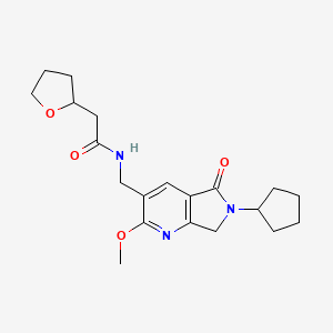 molecular formula C20H27N3O4 B5257564 N-[(6-cyclopentyl-2-methoxy-5-oxo-6,7-dihydro-5H-pyrrolo[3,4-b]pyridin-3-yl)methyl]-2-(tetrahydrofuran-2-yl)acetamide 