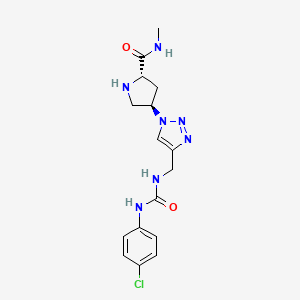 molecular formula C16H20ClN7O2 B5257714 (4R)-4-{4-[({[(4-chlorophenyl)amino]carbonyl}amino)methyl]-1H-1,2,3-triazol-1-yl}-N-methyl-L-prolinamide hydrochloride 