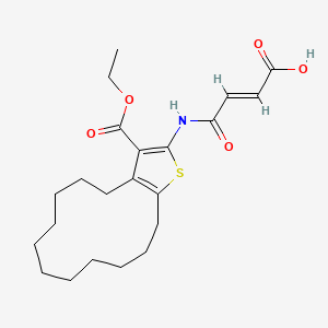 molecular formula C22H31NO5S B5257750 (E)-4-((3-(Ethoxycarbonyl)-5,6,7,8,9,10,11,12,13,14-decahydro-4H-cyclotrideca[b]thiophen-2-yl)amino)-4-oxobut-2-enoic acid 