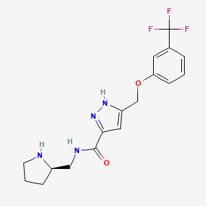 molecular formula C17H19F3N4O2 B5257770 N-[(2R)-pyrrolidin-2-ylmethyl]-5-{[3-(trifluoromethyl)phenoxy]methyl}-1H-pyrazole-3-carboxamide 