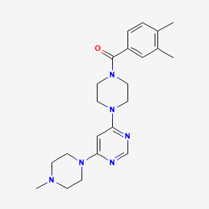 molecular formula C22H30N6O B5258199 4-[4-(3,4-dimethylbenzoyl)-1-piperazinyl]-6-(4-methyl-1-piperazinyl)pyrimidine 