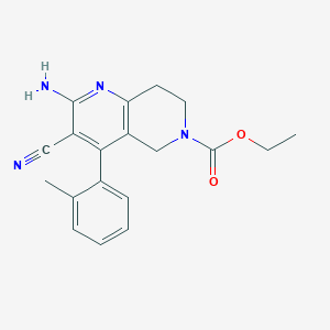 molecular formula C19H20N4O2 B5258222 ethyl 2-amino-3-cyano-4-(2-methylphenyl)-7,8-dihydro-1,6-naphthyridine-6(5H)-carboxylate 