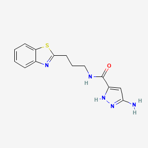 molecular formula C14H15N5OS B5258223 3-amino-N-[3-(1,3-benzothiazol-2-yl)propyl]-1H-pyrazole-5-carboxamide 