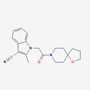 molecular formula C20H23N3O2 B5258321 2-methyl-1-[2-(1-oxa-8-azaspiro[4.5]dec-8-yl)-2-oxoethyl]-1H-indole-3-carbonitrile 