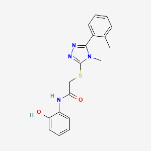 molecular formula C18H18N4O2S B5258329 N-(2-hydroxyphenyl)-2-{[4-methyl-5-(2-methylphenyl)-4H-1,2,4-triazol-3-yl]sulfanyl}acetamide 