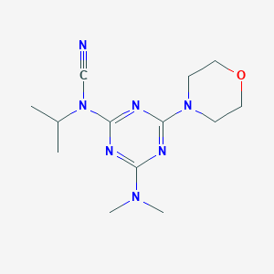 molecular formula C13H21N7O B5258412 [4-(Dimethylamino)-6-morpholin-4-yl-1,3,5-triazin-2-yl]-propan-2-ylcyanamide 