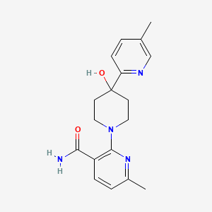 molecular formula C18H22N4O2 B5258848 2-[4-hydroxy-4-(5-methylpyridin-2-yl)piperidin-1-yl]-6-methylnicotinamide 