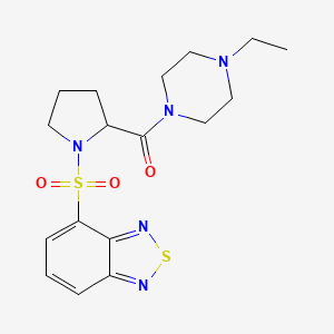 molecular formula C17H23N5O3S2 B5259154 4-({2-[(4-ethyl-1-piperazinyl)carbonyl]-1-pyrrolidinyl}sulfonyl)-2,1,3-benzothiadiazole 