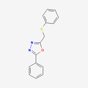 molecular formula C15H12N2OS B5259197 2-Phenyl-5-(phenylsulfanylmethyl)-1,3,4-oxadiazole 