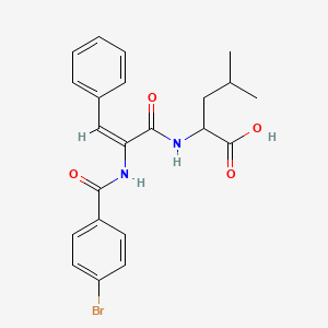 molecular formula C22H23BrN2O4 B5259208 2-[[(E)-2-[(4-bromobenzoyl)amino]-3-phenylprop-2-enoyl]amino]-4-methylpentanoic acid 