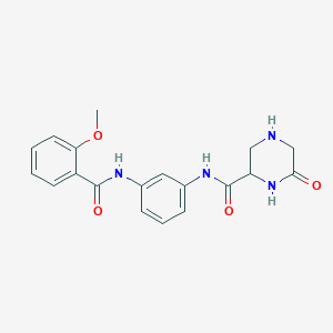 molecular formula C19H20N4O4 B5259223 N-{3-[(2-methoxybenzoyl)amino]phenyl}-6-oxo-2-piperazinecarboxamide hydrochloride 