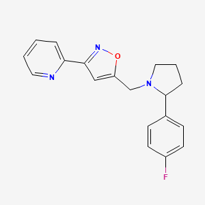 molecular formula C19H18FN3O B5259247 2-(5-{[2-(4-fluorophenyl)-1-pyrrolidinyl]methyl}-3-isoxazolyl)pyridine 