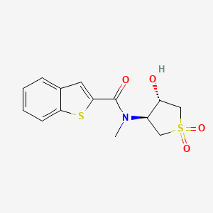 molecular formula C14H15NO4S2 B5259307 N-[(3S*,4S*)-4-hydroxy-1,1-dioxidotetrahydro-3-thienyl]-N-methyl-1-benzothiophene-2-carboxamide 