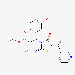 molecular formula C23H21N3O4S B5259321 ethyl (2Z)-5-(3-methoxyphenyl)-7-methyl-3-oxo-2-(pyridin-3-ylmethylidene)-2,3-dihydro-5H-[1,3]thiazolo[3,2-a]pyrimidine-6-carboxylate 
