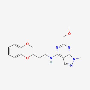 molecular formula C18H21N5O3 B5259531 N-[2-(2,3-dihydro-1,4-benzodioxin-2-yl)ethyl]-6-(methoxymethyl)-1-methyl-1H-pyrazolo[3,4-d]pyrimidin-4-amine 