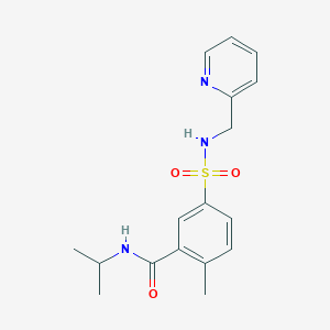 molecular formula C17H21N3O3S B5259597 2-METHYL-N-(PROPAN-2-YL)-5-{[(PYRIDIN-2-YL)METHYL]SULFAMOYL}BENZAMIDE 