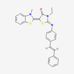 molecular formula C27H23N3OS2 B5259602 (5Z)-3-ethyl-5-(3-methyl-1,3-benzothiazol-2-ylidene)-2-[4-[(E)-2-phenylethenyl]phenyl]imino-1,3-thiazolidin-4-one 