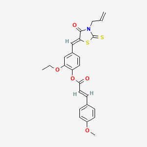 molecular formula C25H23NO5S2 B5259642 4-[(3-allyl-4-oxo-2-thioxo-1,3-thiazolidin-5-ylidene)methyl]-2-ethoxyphenyl 3-(4-methoxyphenyl)acrylate 