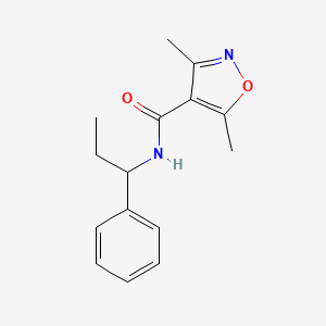 molecular formula C15H18N2O2 B5259662 3,5-dimethyl-N-(1-phenylpropyl)-1,2-oxazole-4-carboxamide 