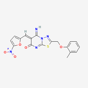 molecular formula C18H13N5O5S B5259695 (6Z)-5-imino-2-[(2-methylphenoxy)methyl]-6-[(5-nitrofuran-2-yl)methylidene]-[1,3,4]thiadiazolo[3,2-a]pyrimidin-7-one 