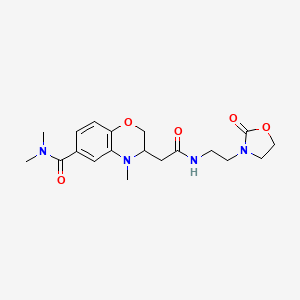 molecular formula C19H26N4O5 B5259791 N,N,4-trimethyl-3-(2-oxo-2-{[2-(2-oxo-1,3-oxazolidin-3-yl)ethyl]amino}ethyl)-3,4-dihydro-2H-1,4-benzoxazine-6-carboxamide 