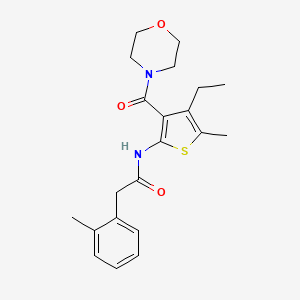 molecular formula C21H26N2O3S B5260027 N-[4-ethyl-5-methyl-3-(morpholine-4-carbonyl)thiophen-2-yl]-2-(2-methylphenyl)acetamide 