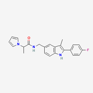 molecular formula C23H22FN3O B5260077 N-{[2-(4-fluorophenyl)-3-methyl-1H-indol-5-yl]methyl}-2-(1H-pyrrol-1-yl)propanamide 