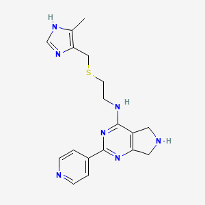 molecular formula C18H21N7S B5260117 N-[2-[(5-methyl-1H-imidazol-4-yl)methylsulfanyl]ethyl]-2-pyridin-4-yl-6,7-dihydro-5H-pyrrolo[3,4-d]pyrimidin-4-amine 