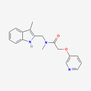 molecular formula C18H19N3O2 B5260249 N-methyl-N-[(3-methyl-1H-indol-2-yl)methyl]-2-(pyridin-3-yloxy)acetamide 