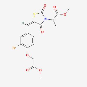 molecular formula C17H16BrNO7S B5260652 methyl 2-{(5E)-5-[3-bromo-4-(2-methoxy-2-oxoethoxy)benzylidene]-2,4-dioxo-1,3-thiazolidin-3-yl}propanoate 