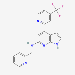 molecular formula C19H14F3N5 B5260729 N-(pyridin-2-ylmethyl)-4-[4-(trifluoromethyl)pyridin-2-yl]-1H-pyrrolo[2,3-b]pyridin-6-amine 