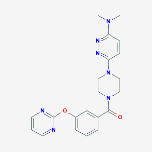 molecular formula C21H23N7O2 B5260760 N,N-dimethyl-6-{4-[3-(2-pyrimidinyloxy)benzoyl]-1-piperazinyl}-3-pyridazinamine 