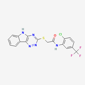 molecular formula C18H11ClF3N5OS B5260841 N-[2-chloro-5-(trifluoromethyl)phenyl]-2-(5H-[1,2,4]triazino[5,6-b]indol-3-ylsulfanyl)acetamide 