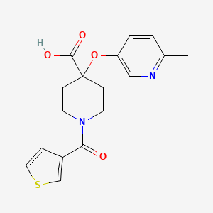 molecular formula C17H18N2O4S B5260989 4-[(6-methylpyridin-3-yl)oxy]-1-(3-thienylcarbonyl)piperidine-4-carboxylic acid 
