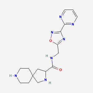 molecular formula C16H21N7O2 B5261200 N-{[3-(2-pyrimidinyl)-1,2,4-oxadiazol-5-yl]methyl}-2,8-diazaspiro[4.5]decane-3-carboxamide dihydrochloride 