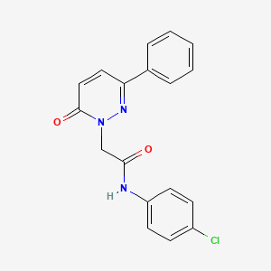 molecular formula C18H14ClN3O2 B5261291 N-(4-chlorophenyl)-2-(6-oxo-3-phenylpyridazin-1(6H)-yl)acetamide 
