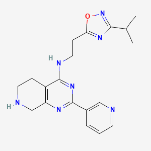 molecular formula C19H23N7O B5261435 N-[2-(3-isopropyl-1,2,4-oxadiazol-5-yl)ethyl]-2-pyridin-3-yl-5,6,7,8-tetrahydropyrido[3,4-d]pyrimidin-4-amine 