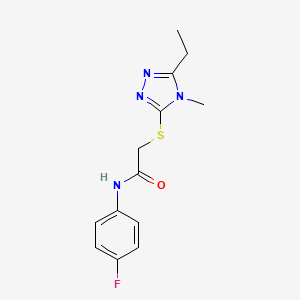 molecular formula C13H15FN4OS B5261791 2-[(5-ethyl-4-methyl-4H-1,2,4-triazol-3-yl)sulfanyl]-N-(4-fluorophenyl)acetamide 