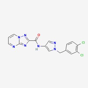 molecular formula C16H11Cl2N7O B5261868 N~2~-[1-(3,4-DICHLOROBENZYL)-1H-PYRAZOL-4-YL][1,2,4]TRIAZOLO[1,5-A]PYRIMIDINE-2-CARBOXAMIDE 